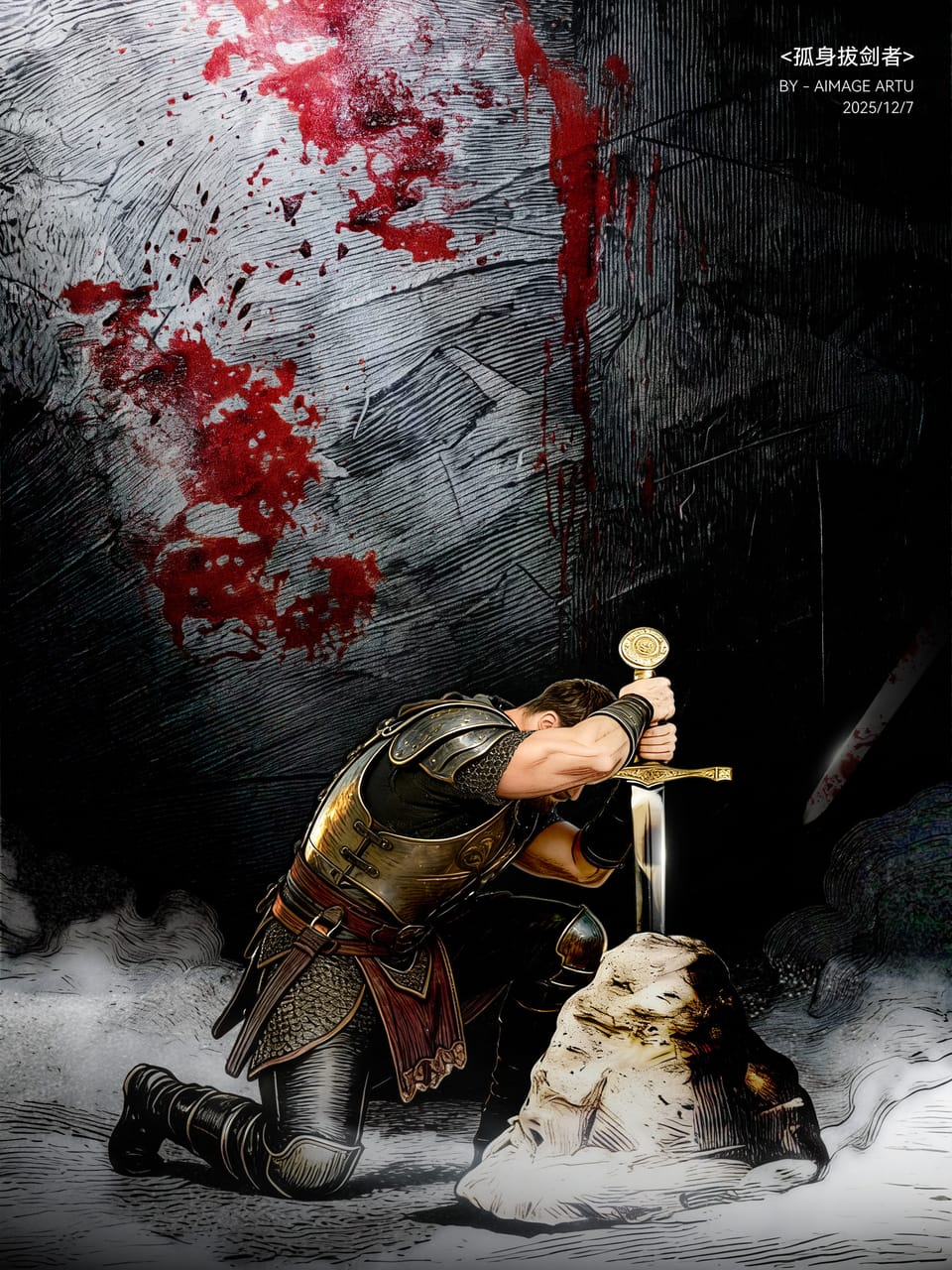 插画《孤身拔剑者》